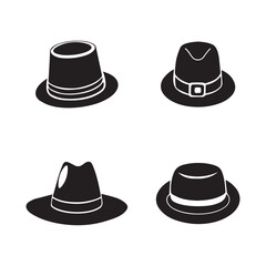 Hat icon Vector illustration. Cowboy Hat Silhouette Sign Design isolated on White Background