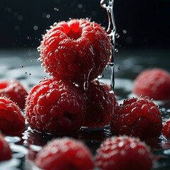 raspberries in water