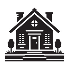House icon silhouette vector illustration with white background.