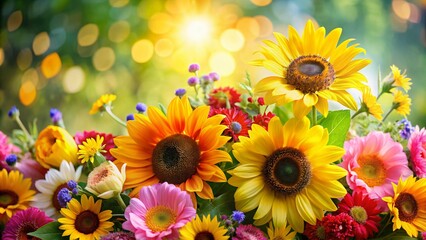 Captivating Hello Summer Background with Vibrant Floral Elements, Perfect for Seasonal Celebrations and Refreshing Summer Vibes in Portrait Photography