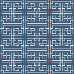 Japanese Maze Line Motif Vector Seamless Pattern
