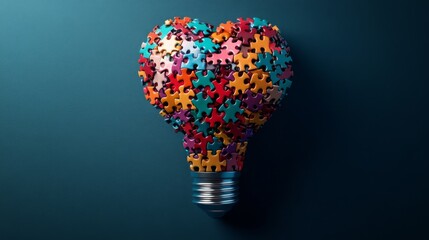 Light bulb made up colorful puzzle pieces A symbolic 3D illustration