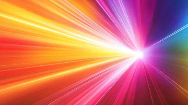 An abstract scene of multi-colored light beams radiating outward to form a unified, vibrant spectrum on a smooth background, Symbolizing the convergence of diverse perspectives into a single