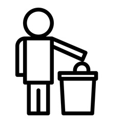 Throw garbage in its place line icon