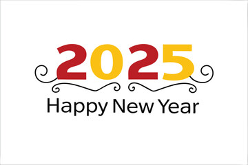 2025 Happy New Year Lettering Vector Illustration for Festive Designs