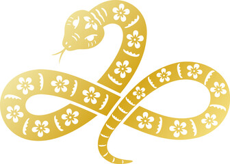 Chinese new year golden gradient snake zodiac vector icon.
Chinese new year golden gradient snake illustration svg.
lunar new year.
traditional paper cut style.
Transparent Background .