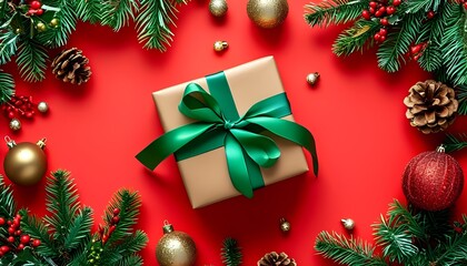 Festive gift presentation holiday season decorative content cozy environment aerial view celebration and joy during christmas