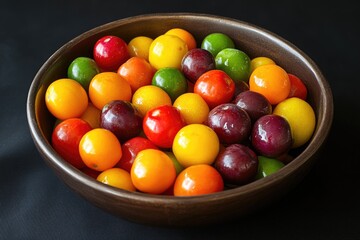 Wooden Bowl Filled with Fruit