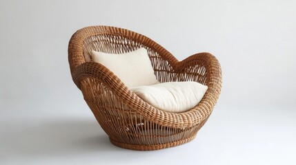 Wicker chair with white pillow
