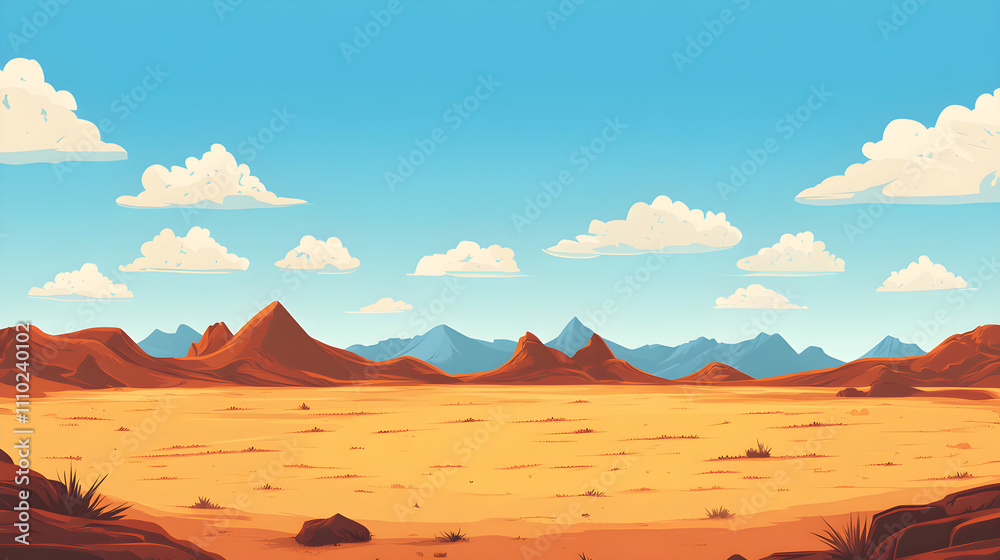 Canvas Prints landscape of dry open area with sky in vector style.