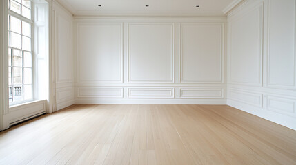 Fototapeta premium Classic White Panel Wall Mockup Background