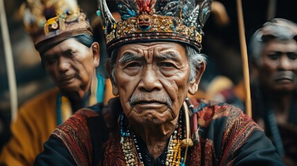Obraz premium Elderly Man in Traditional Attire at Cultural Event
