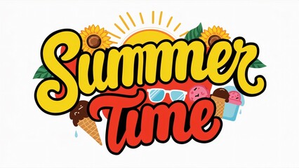 Summertime Vibes, Fun Sun, Ice Cream & Sunflower Design for T-shirts, Social Media, and Summer Promotions
