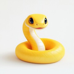 Fototapeta premium Cute yellow cartoon snake coiled.
