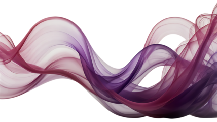 Purple and pink smooth smoke wave on a white or transparent background (PNG).