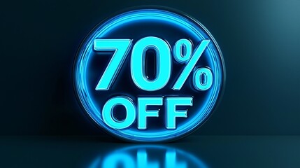 Large discount percentage symbol in bright blue font for a sale event