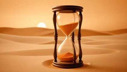 Un reloj de arena con arena naranja sobre un fondo naranja brillante