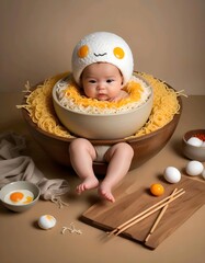 Adorable Baby Dressed as a Bowl of Noodles Creative and Whimsical Baby Photography