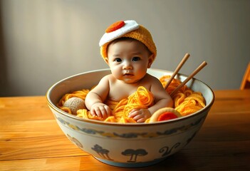 Adorable Baby Dressed as a Bowl of Noodles Creative and Whimsical Baby Photography