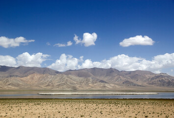 Rangkul Lake in the Pamir Mountains of Gorno-Badakhshan region in Tajikistan
