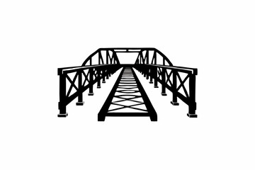 Silhouette Design of an Old Wooden Bridge with Rustic Planks and Vintage Details in a Minimalist Style