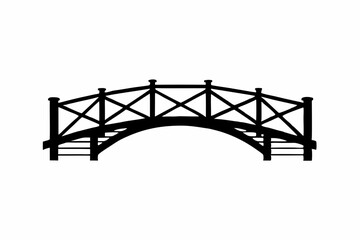 Silhouette Design of an Old Wooden Bridge with Rustic Planks and Vintage Details in a Minimalist Style