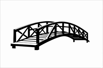 Silhouette Design of an Old Wooden Bridge with Rustic Planks and Vintage Details in a Minimalist Style