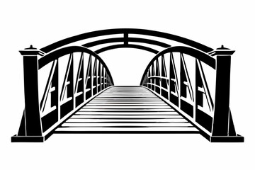 Silhouette Design of an Old Wooden Bridge with Rustic Planks and Vintage Details in a Minimalist Style