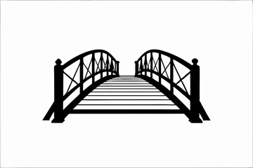 Silhouette Design of an Old Wooden Bridge with Rustic Planks and Vintage Details in a Minimalist Style