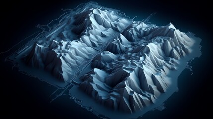 Abstract 3D mountain range rendering.