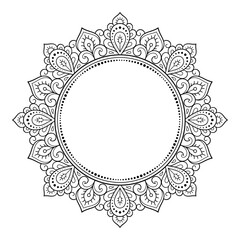 Frame in eastern tradition. Stylized with henna tattoos decorative pattern for decorating covers for book, notebook, casket, magazine, postcard and folder. Flower border in mehndi style.