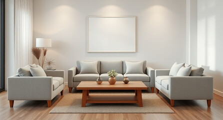 interior with sofa and wooden coffee table - 3d rendered illustration