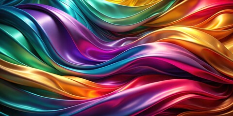 Fototapeta premium A Vibrant Abstract Composition of Wavy, Saturated, and Shimmering Colors, Creating a Dynamic and Textured Visual Experience