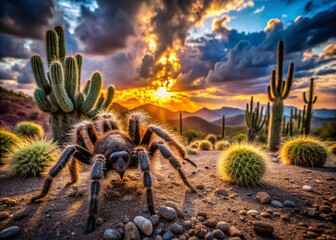 Captivating Tarantula in Texas Landscape: A Close-up View of a Texas Tarantula in Its Natural Habitat, Showcasing the Beauty of the Desert Environment and the Intricacies of Its Features