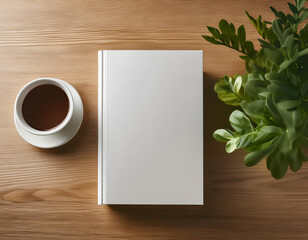 blank book mockup with coffee image only