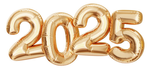 2025 numbers. New Year symbol. Bunch of foil balloons. 2025 sign. 3d render illustration.