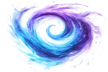Swirling energy soft ethereal beams in shades of blue and purple isolated on white background.