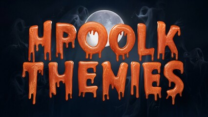 Spooky Halloween Themes, Dripping Caramel Text Effect with Ghosts and Moon