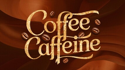 Naklejka premium Golden Coffee & Caffeine Typography, Coffee Shop Design, Menu, Branding