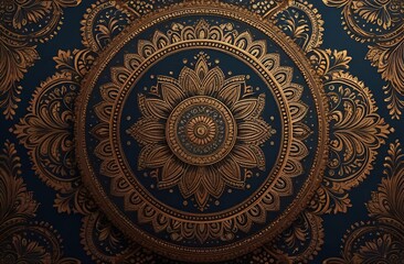 Fototapeta premium art background black design floral pattern wallpaper decoration gold decorative abstract