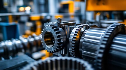 Obraz premium Close-up machine factory industrial setting appears to be A image