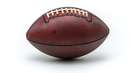 Authentic American college junior football positioned diagonally against a clean white background showcasing its textured surface and craftsmanship