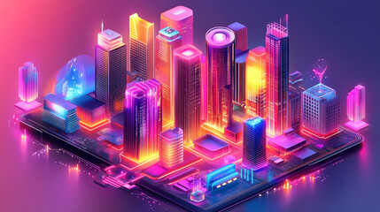 Aerial view of interconnected devices symbolizing modern technology, representing smart solutions and the digital age, with vibrant network connections and seamless communication across platforms