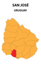 San José Map is highlighted on the Uruguay map with detailed state and region outlines.