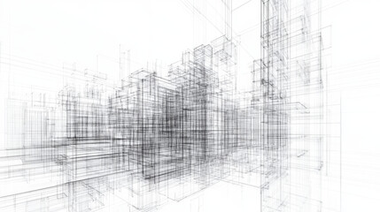 Low poly smart city 3D wire mesh. Intelligent building automation system business concept. Binary code number data flow. Architecture urban cityscape technology sketch banner vector illustration