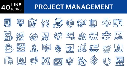 Project management web line icons. Business administration editable stroke outline icons. vector illustration