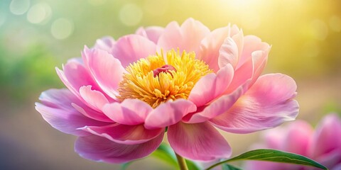 Fototapeta premium Closeup of Paeonia lutea x delavayi Pink Flower in Minimalist Style, Emphasizing Delicate Petals and Soft Colors for Nature Lovers and Botanical Enthusiasts