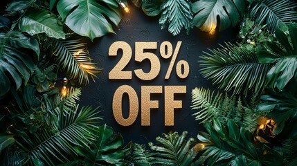 Discount offer with a professional touch surrounded by lush greenery and warm lighting