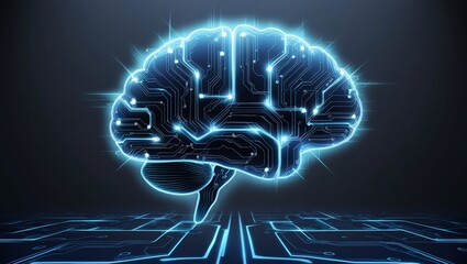 Spread of digital brain connections. Artificial intelligence and the idea of neural networks. Businesses use artificial intelligence and deep learning technology to analyze automated data	
