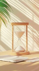 Elegant Hourglass on Desk With Soft Light and Shadows
